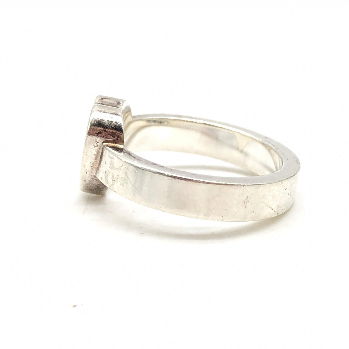 Gucci Sterling Silver Heart Trademark Ring, US Size 5.5
