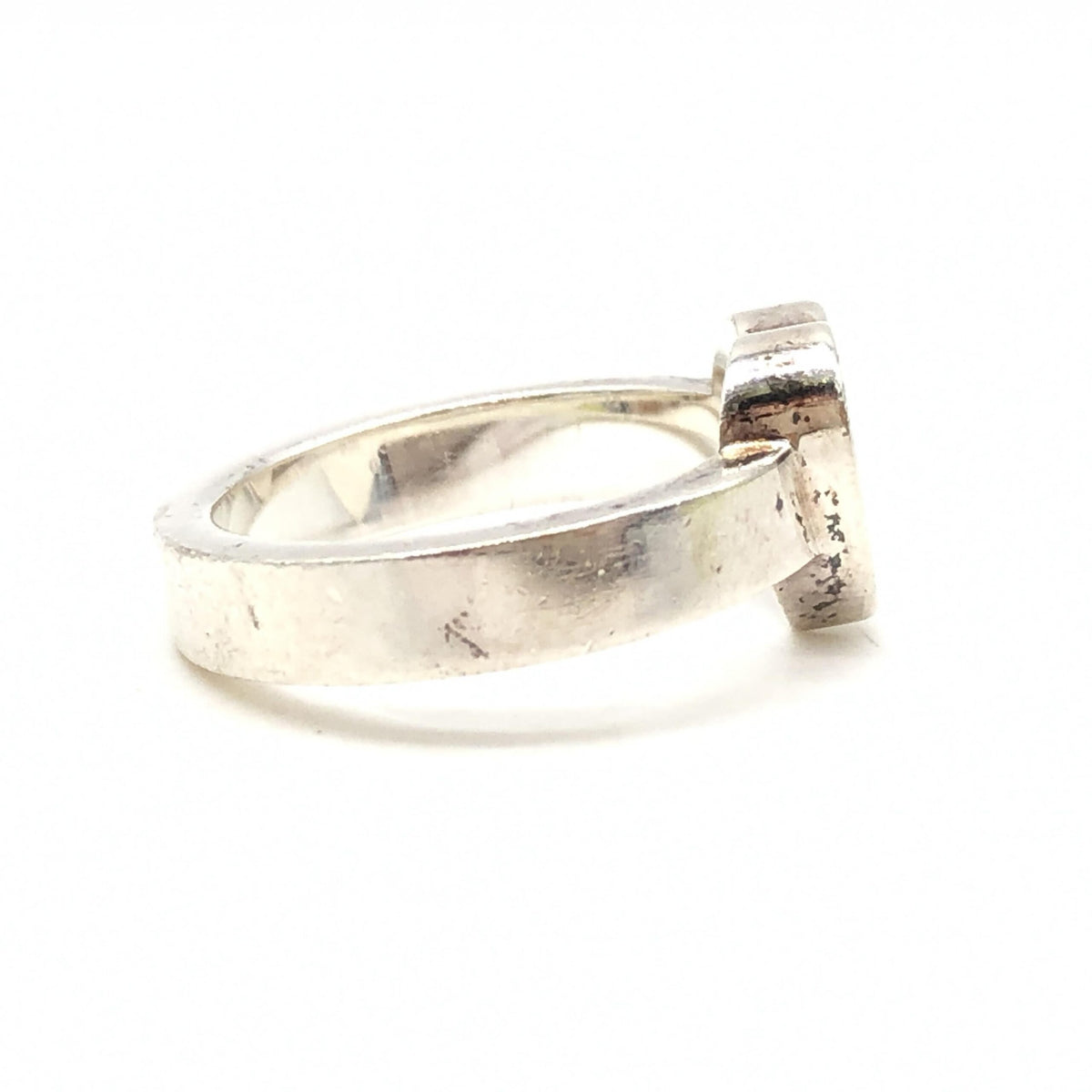 Gucci Sterling Silver Heart Trademark Ring, US Size 5.5