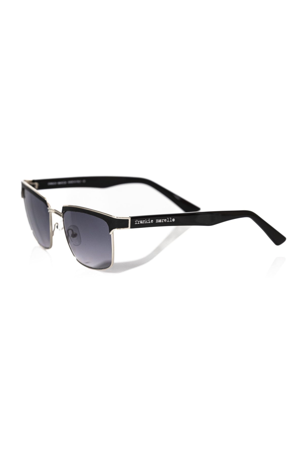 Frankie Morello Black Metallic Fibre Men Sunglasses