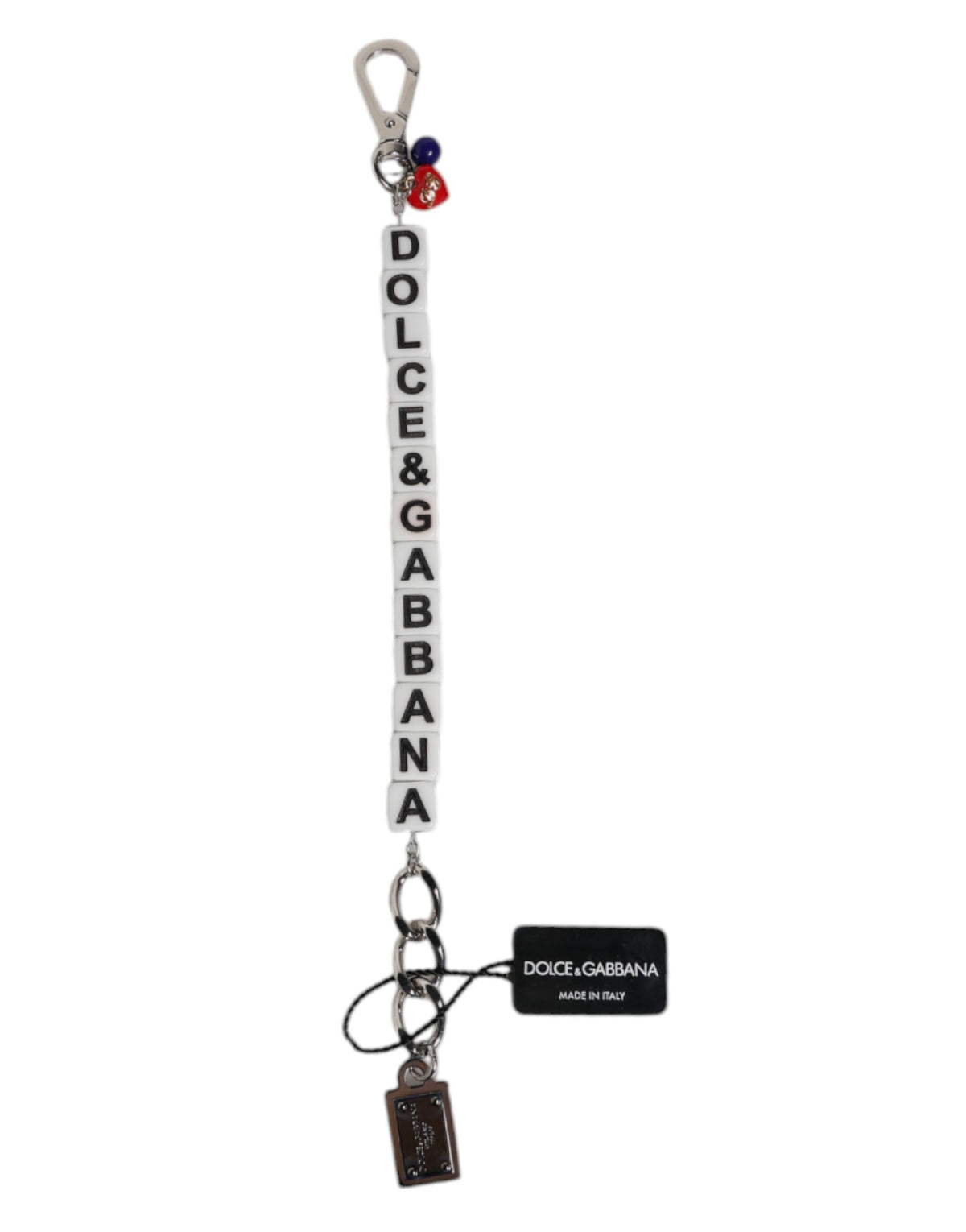 Dolce & Gabbana Silver Brass Chain Dice Logo Embellished Charm Bracelet